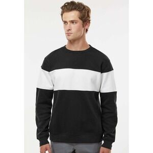 J. America Black/White Colorblock Crewneck Sweatshirt Athletic Sporty L Casual